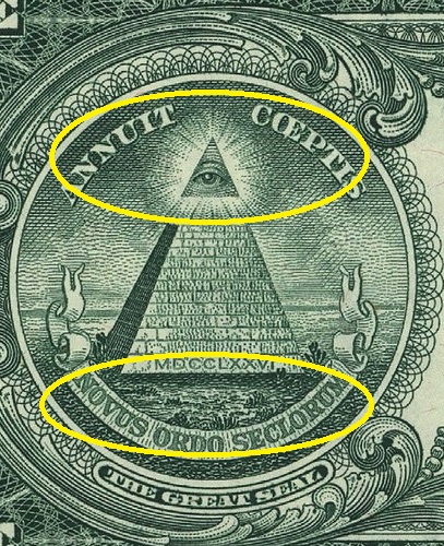 dollar eye word - 【都市伝説】アメリカ1ドル紙幣に隠された暗号、隠された宇宙人！？